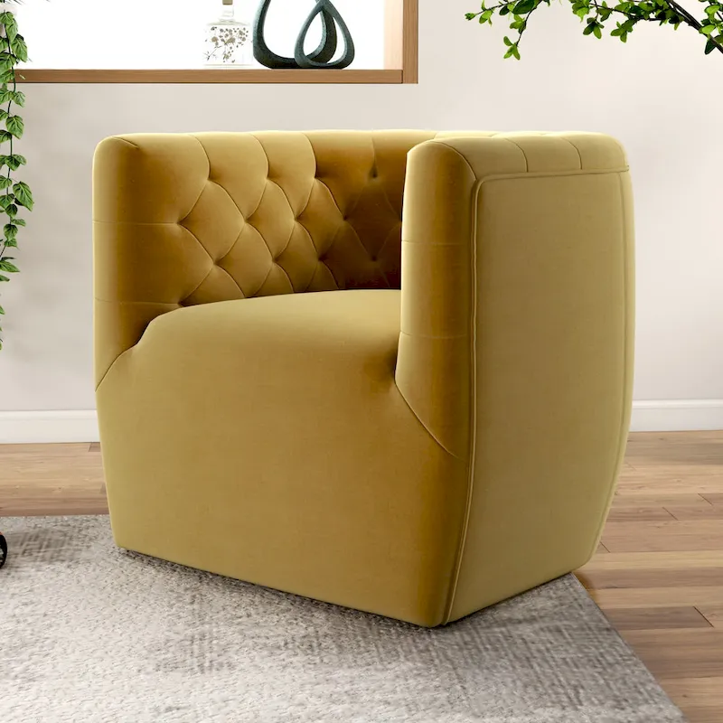 Mid-Century Modern Furniture Comfy Velvet Swivel Accent Chair