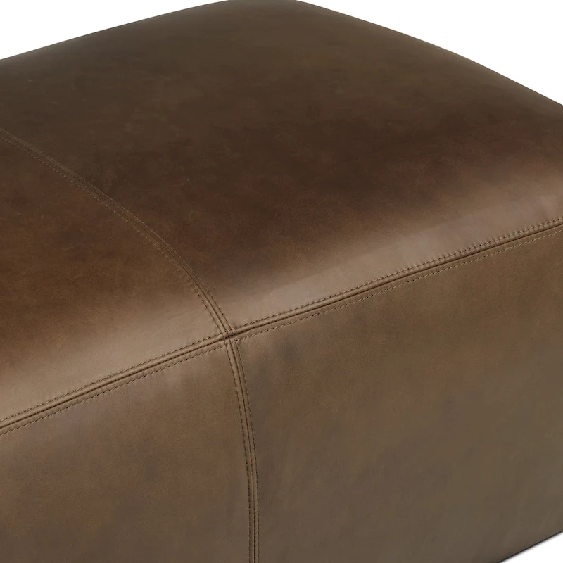 Poly & Bark Denver Leather Ottoman - Full Grain Genuine Italian Leather
