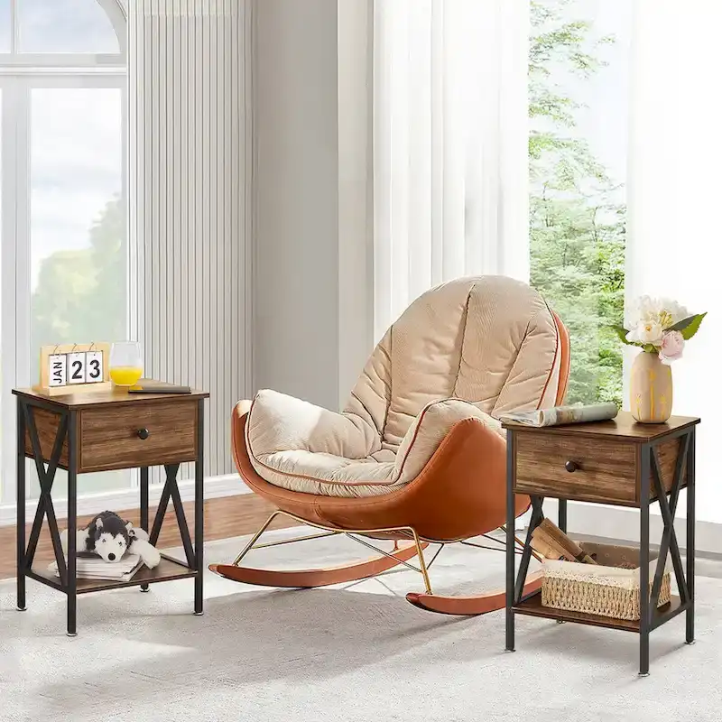 VECELO 3-Pieces Bed Frame with Wood Headboard and Modern Nightstands Set of 2