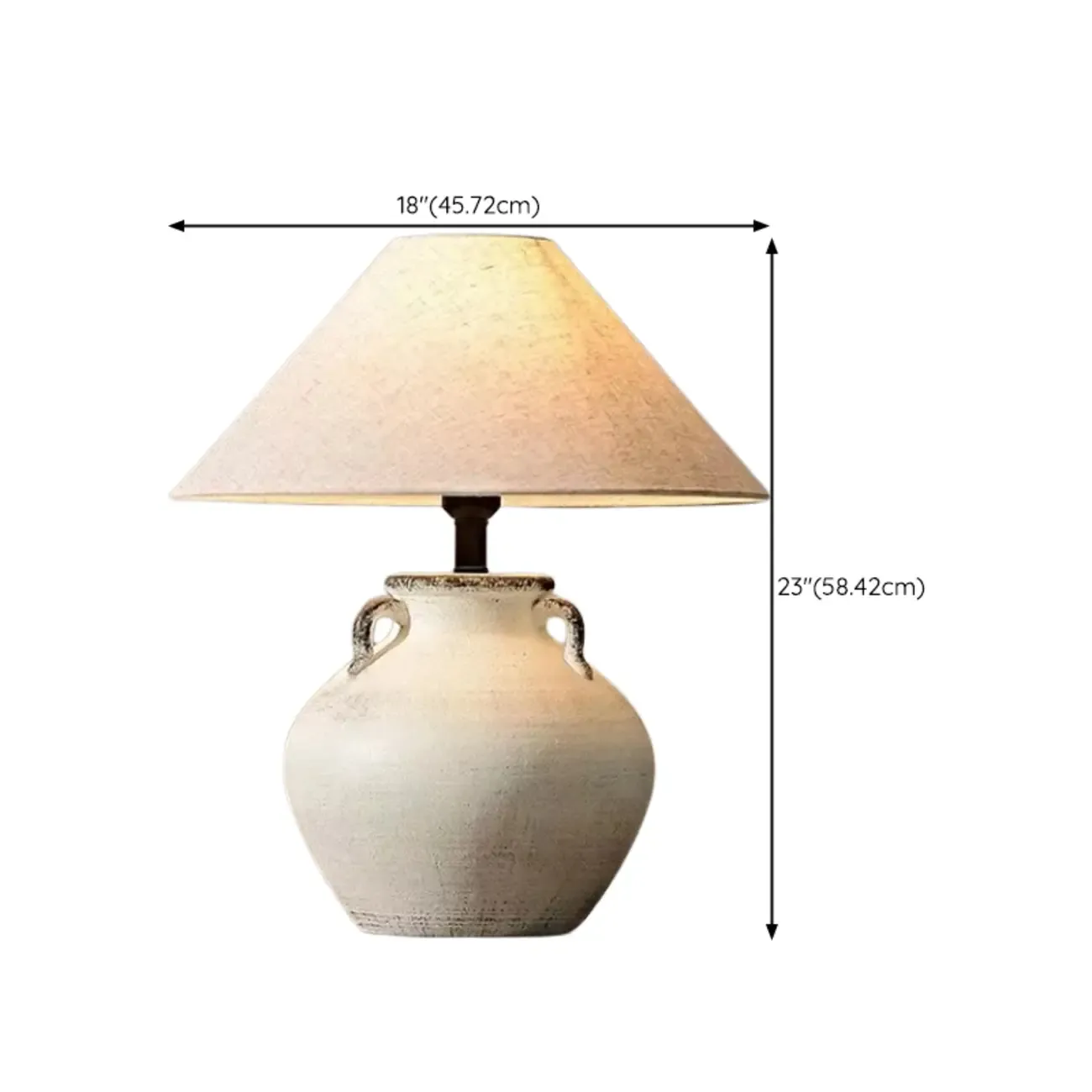 Ceramic Table Lamp with Cone Fabric Shade, LED Compatible