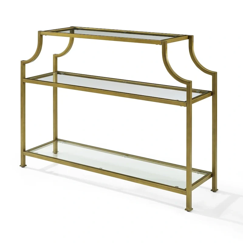 Crosley Aimee Glass/ Gold Finish Steel 3-tier Console Table