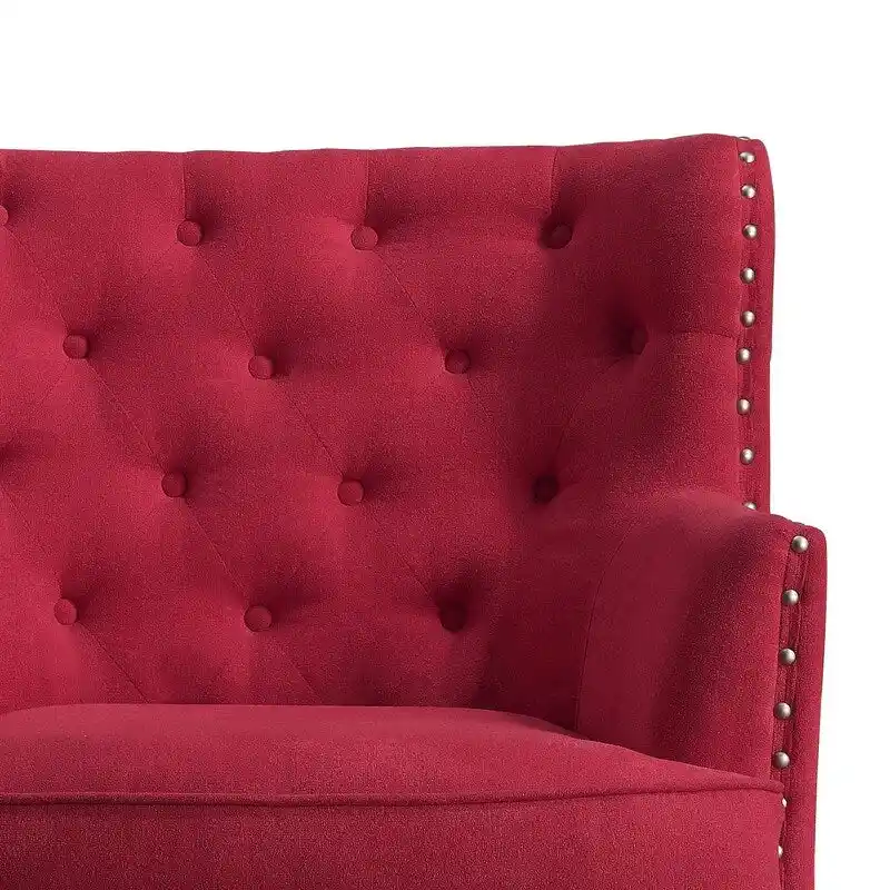 Moser Bay Mignon Velvet / Linen 30  Wide Tufted Wingback Accent Chair