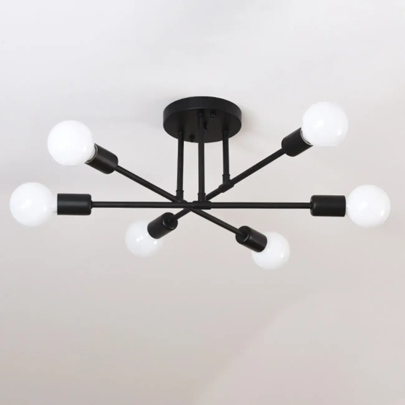 Industrial Linear Sputnik Semi Flush LED Ceiling Light