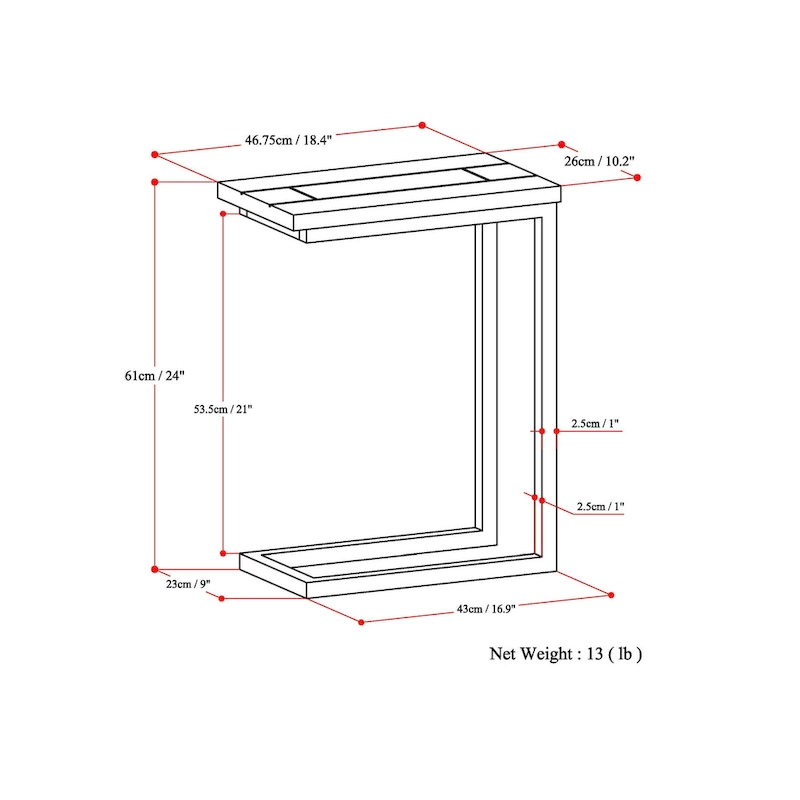 WYNDENHALL Rhonda 18 inch Wide Solid Metal Industrial C Side Table - 18 W x 10 D x 24 H