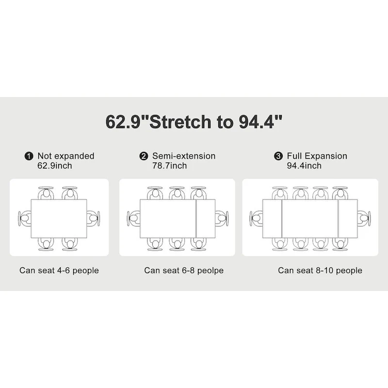 9-Piece Extendable Sintered Stone Dining Set with 8 Fabric Chairs - 94.48