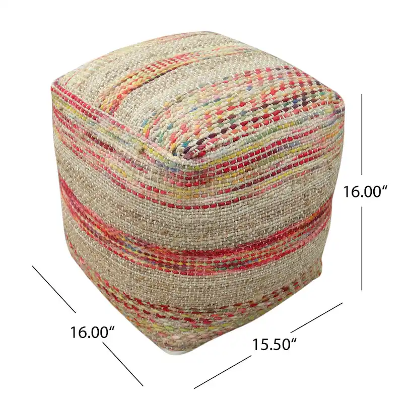 Caiman Handcrafted Boho Fabric Pouf by