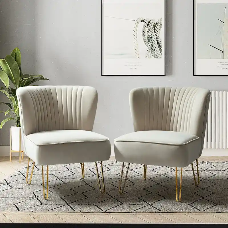 Barto Upholstered Side Chair with Tufted Back Set of 2 by HULALA HOME