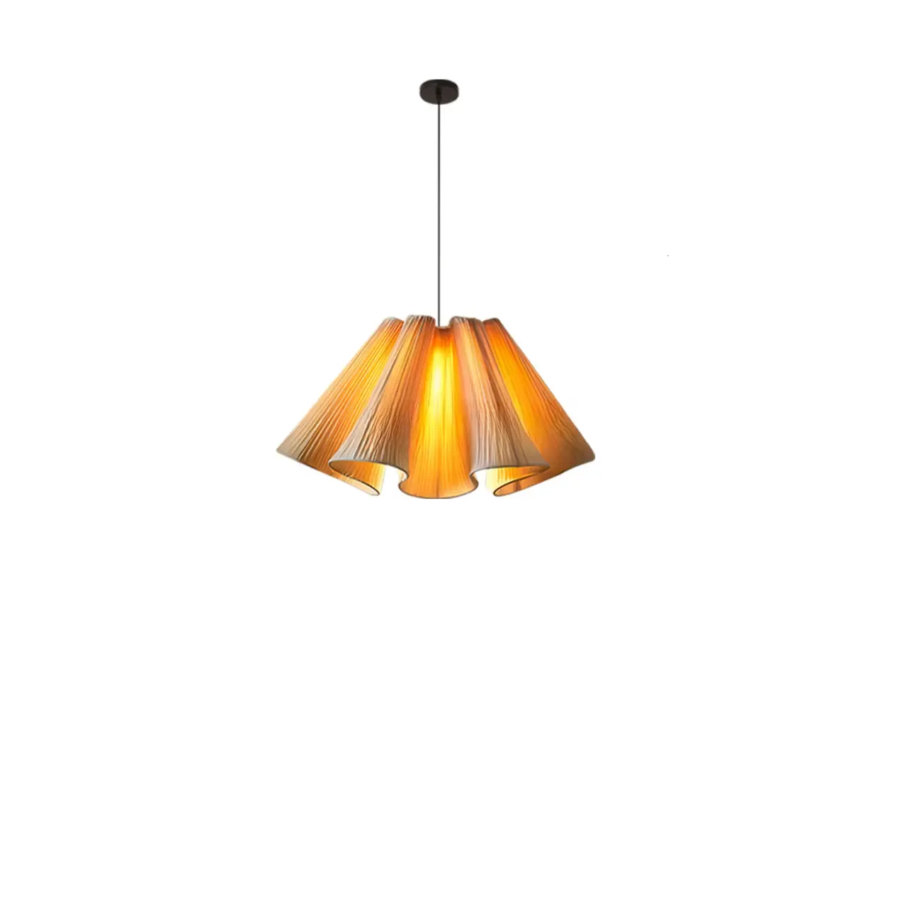 Modern Beige Fabric Pleated Adjustable Pendant Light