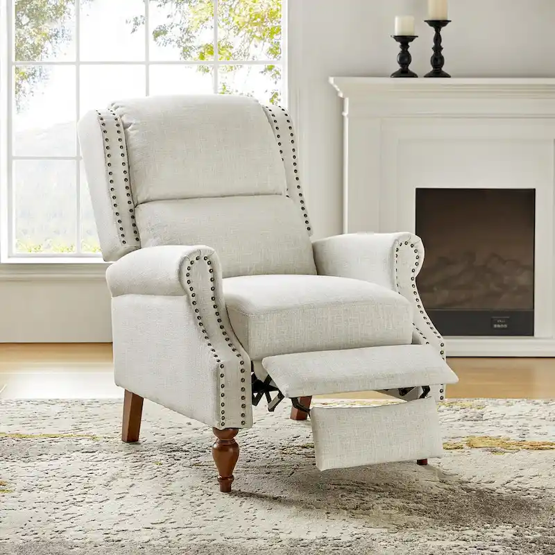 Terri Traditional Roll Arm Manual Recliner with Solid Wood Legs by HULALA HOME