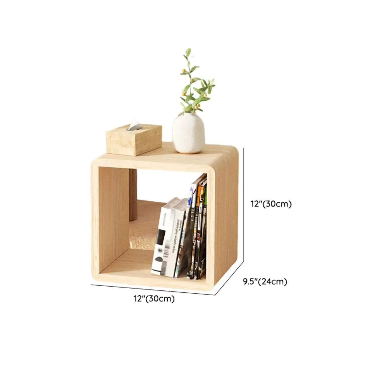 Modern Wooden Natural Open Back Cube Bookcase