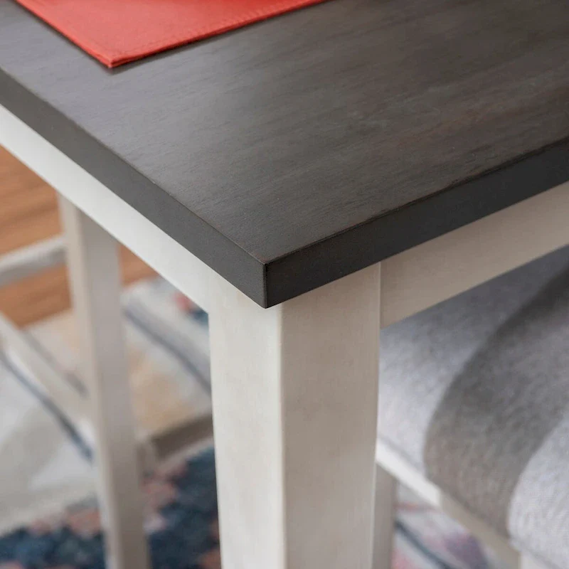 White Acacia Wood Counter Height Dining Table