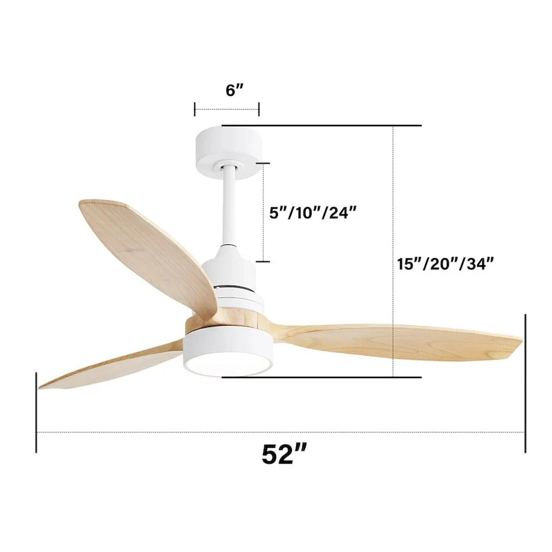 52  Led Ceiling Fan white Remote Control and Reversible DC Motor - N/A