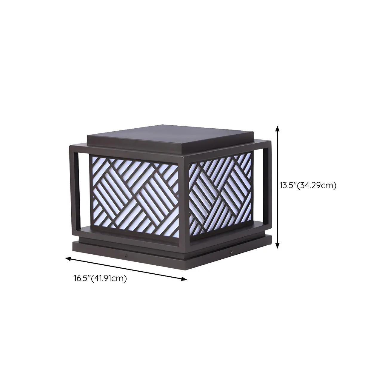 Cubic Metal Post Cap Light with Geometric Pattern Shade