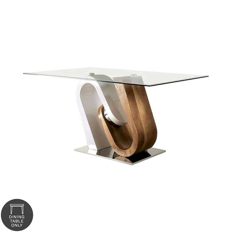 Fen Contemporary White 64-inch Glass Top Dining Table