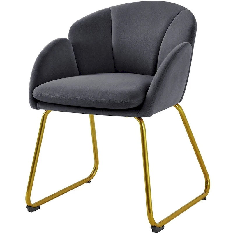 Yaheetech Flower Shape Velvet Armchair Accent Chair with Golden Metal Legs