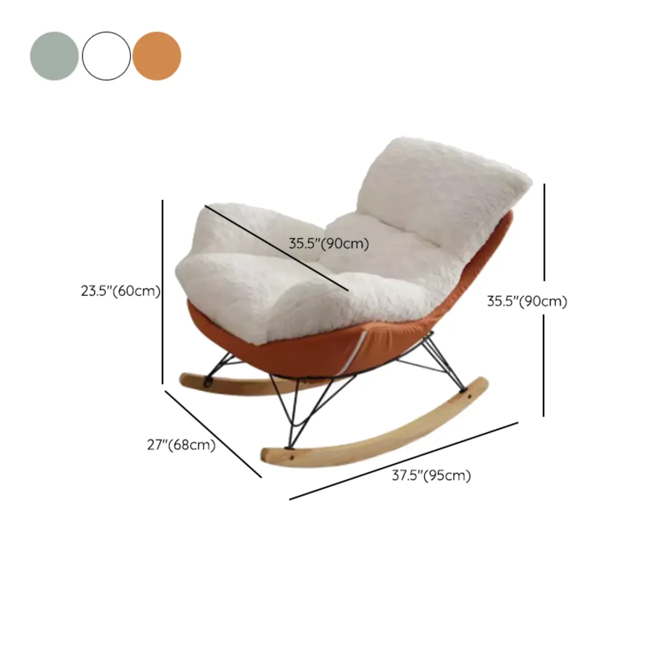 Modern Armless Upholstered Rocking Chair with Ottoman