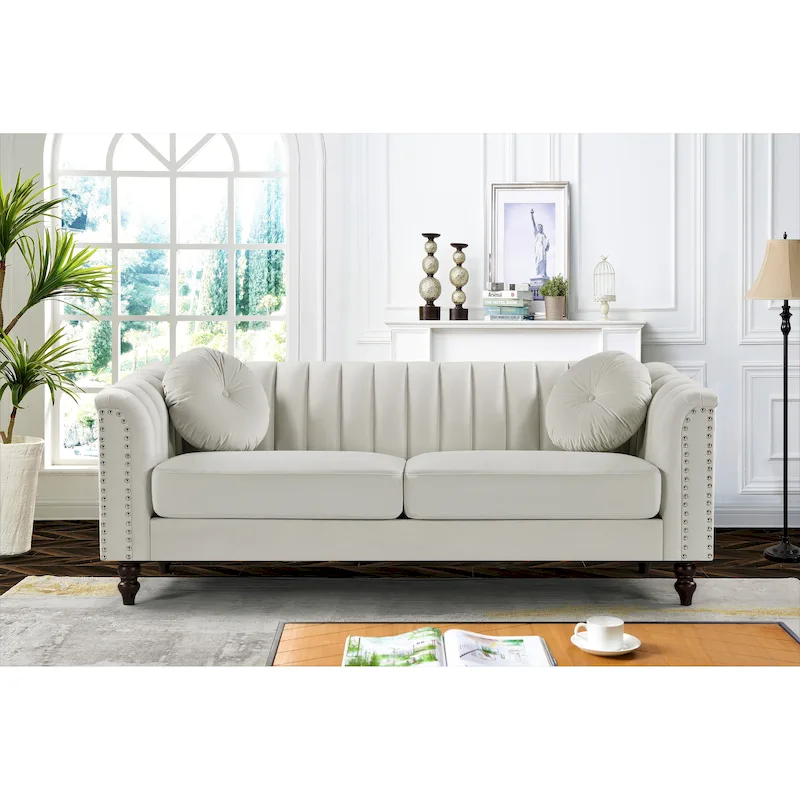 Hills Tufted Back Nailhead 75.2 Sofa