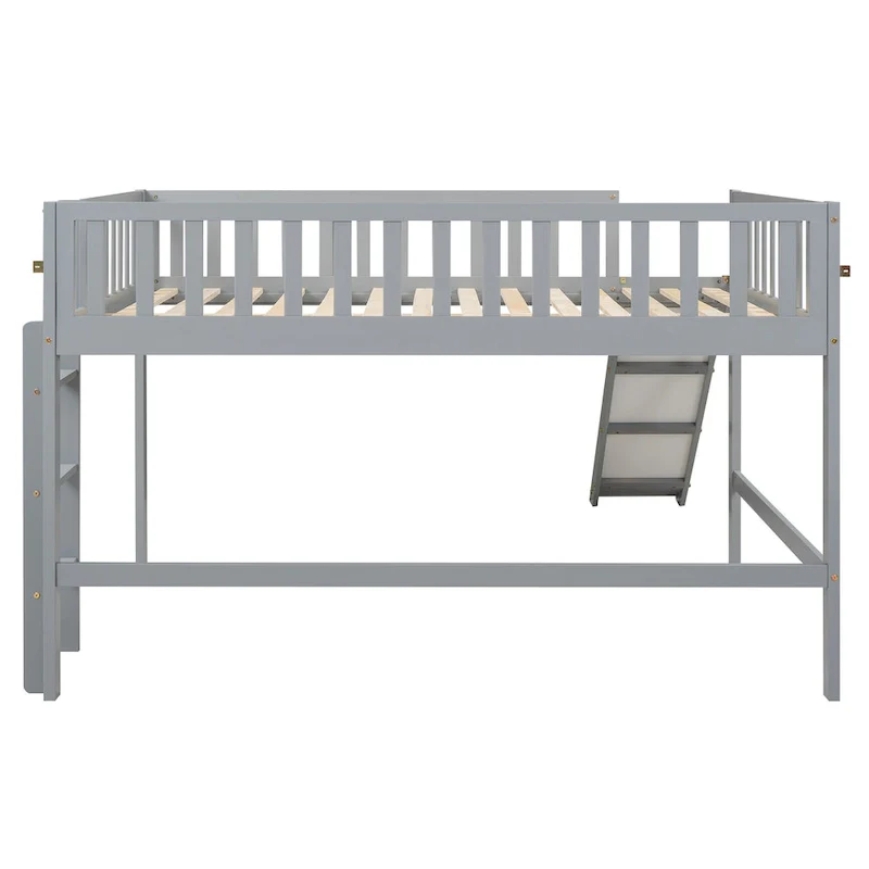 Full Pine Low Loft Bed with Slide