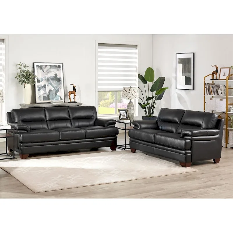 Hydeline Luxor Top Grain Leather Sofa and Loveseat Set