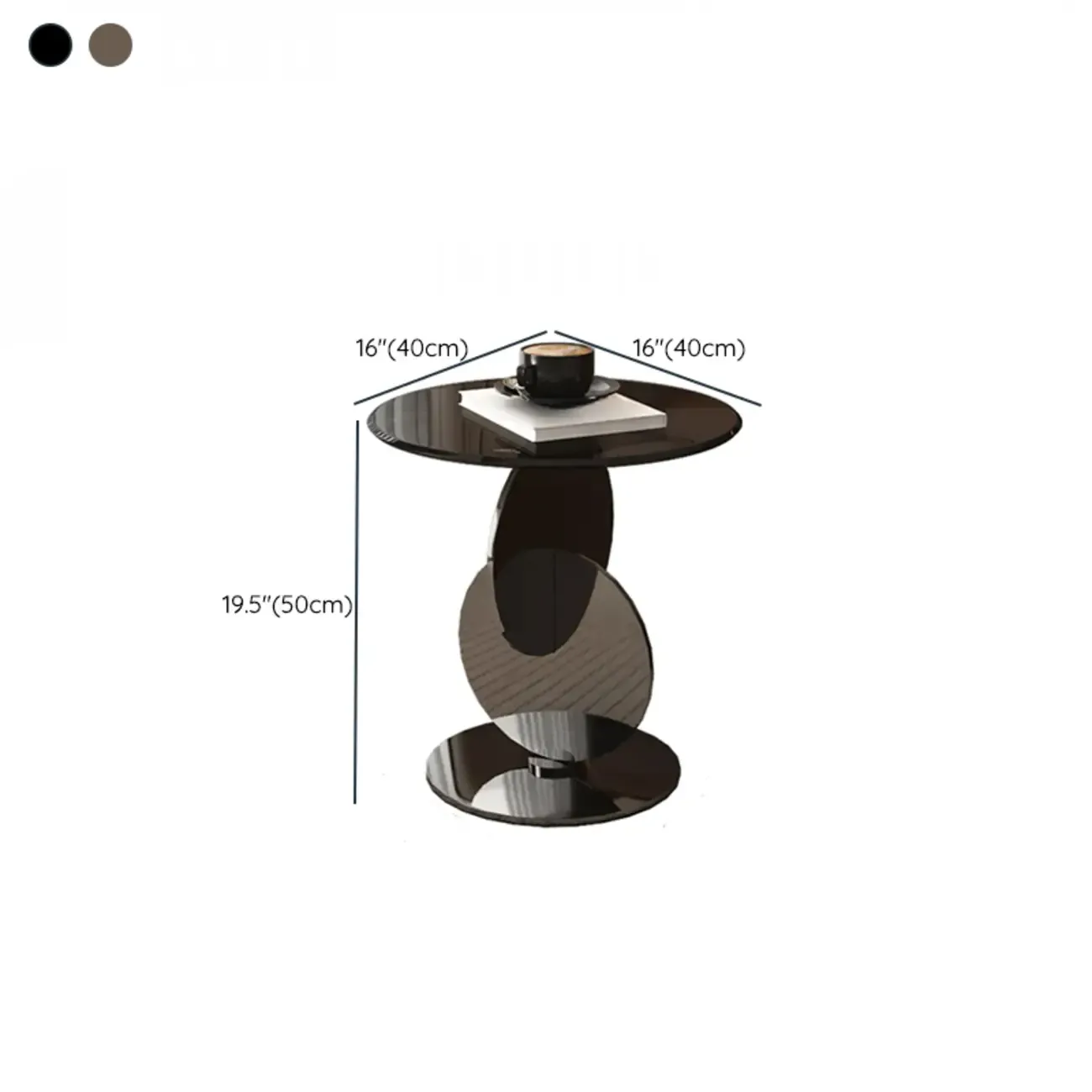 Modern Round Glass Top Stainless Pedestal Side Table