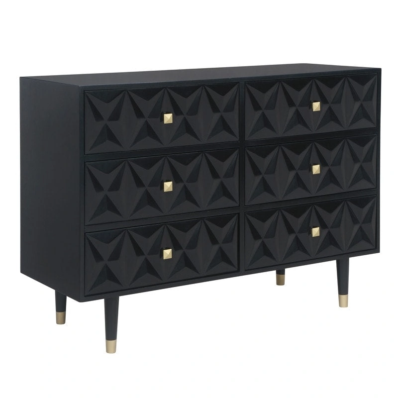 Bea Geometric Textured Glam 6-drawer Dresser