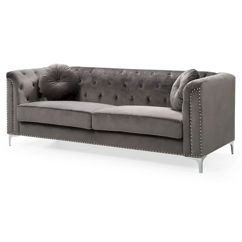 Pompano Velvet Button Tufted Sofa