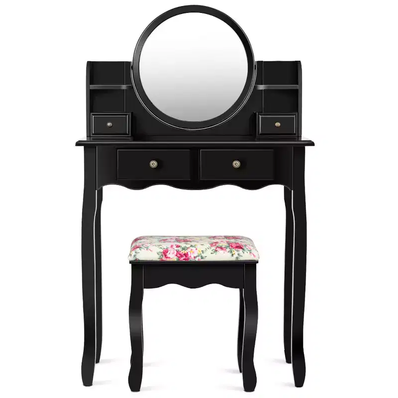 Costway Makeup Vanity Table Drawers Oval Dressing Table Kids Gift
