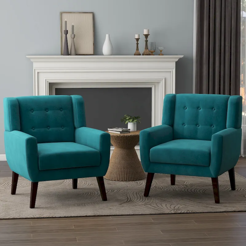 Velvet Upholstered Armchair Tufted Accent Chairs Set of 2