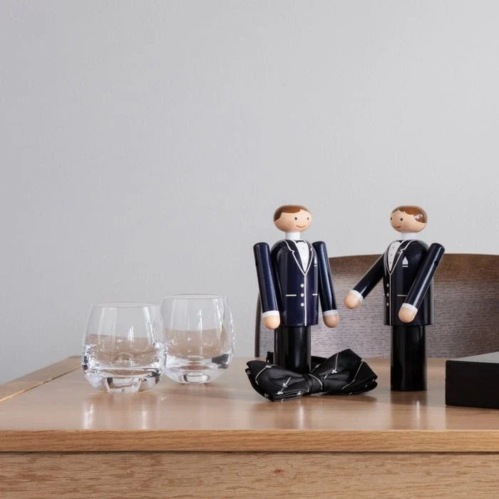 Kay Bojesen Groom, Blue/Black/White, Small - H: 7.1