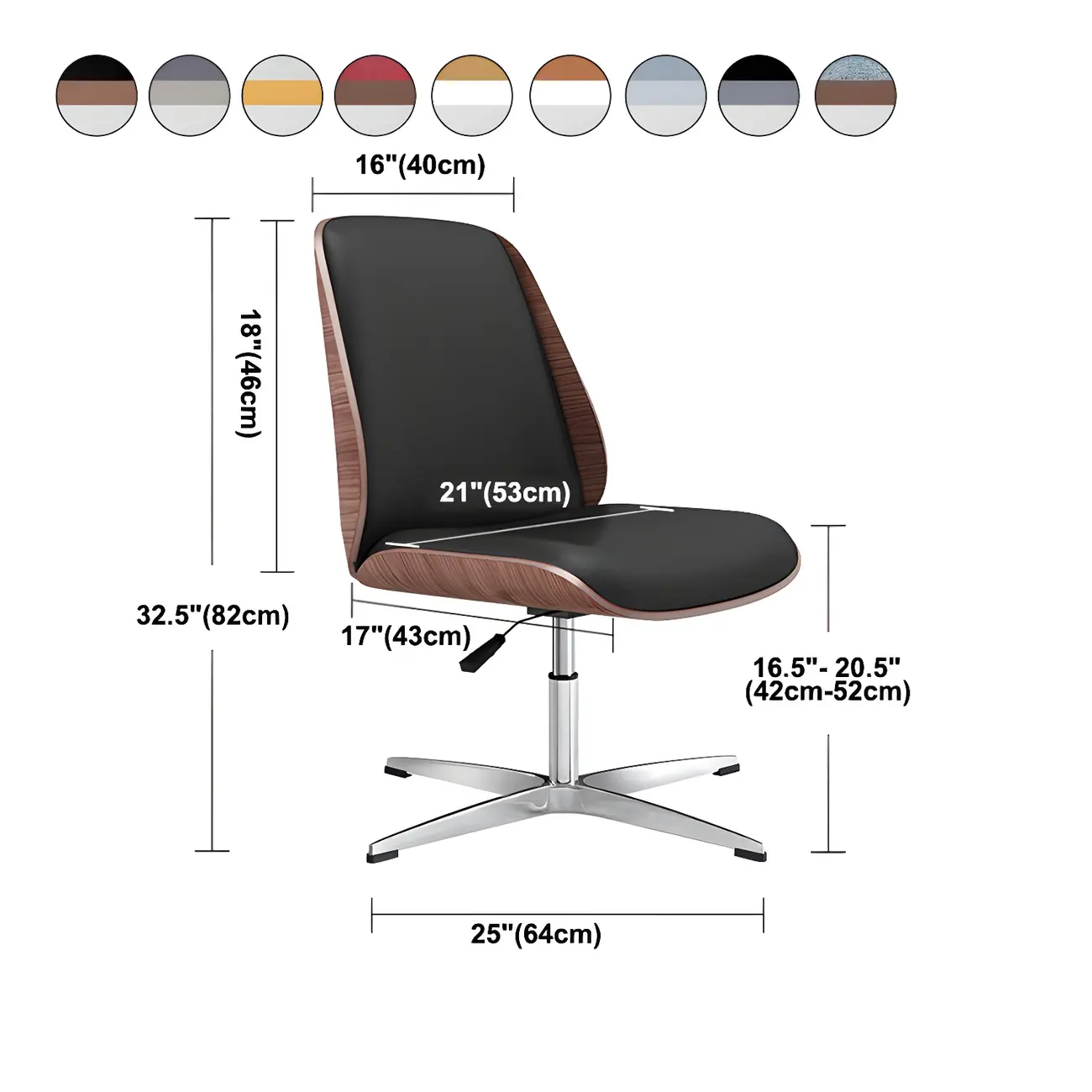 Modern Leather Upholstered Swivel Office Chair