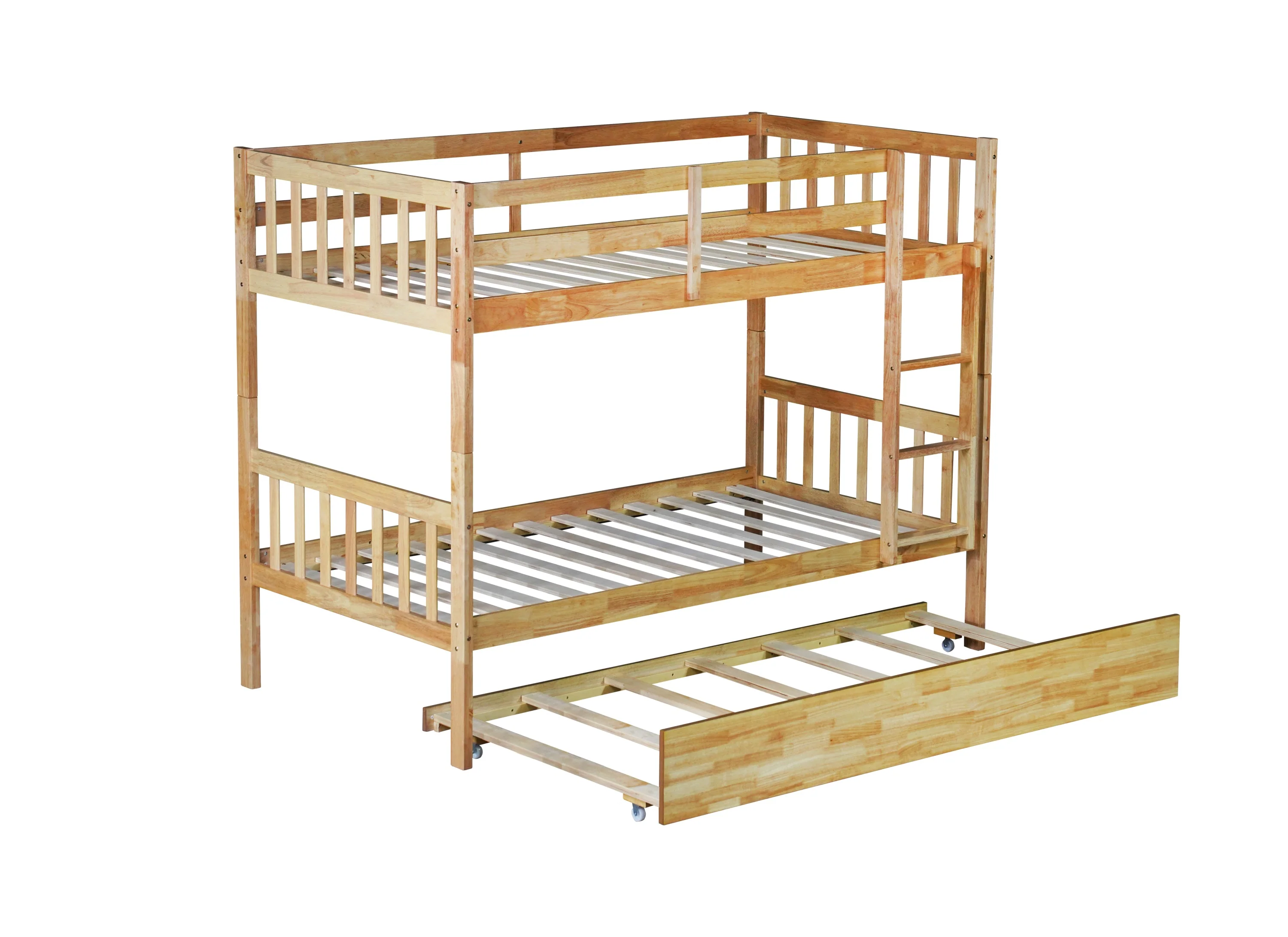 Walker Edison | Convertible Twin Over Twin Bunk Bed with Trundle with Ladder Sleeps 3