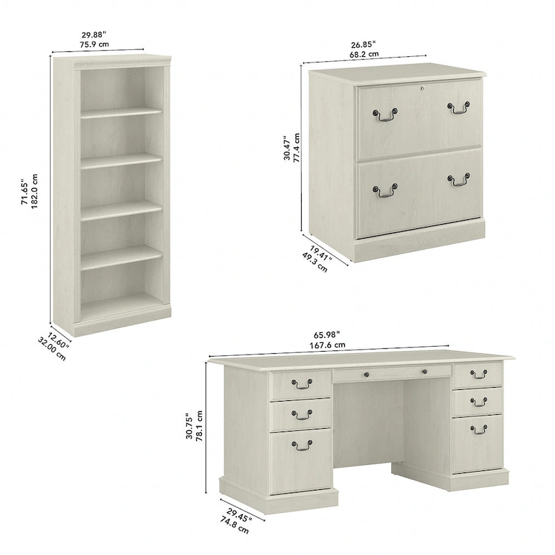 Saratoga Executive Desk, File Cabinet and Bookcases by Bush Furniture