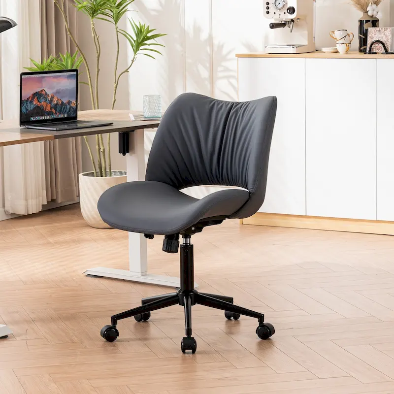 Swivel Armless Ergonomic Office Chair with Wheels