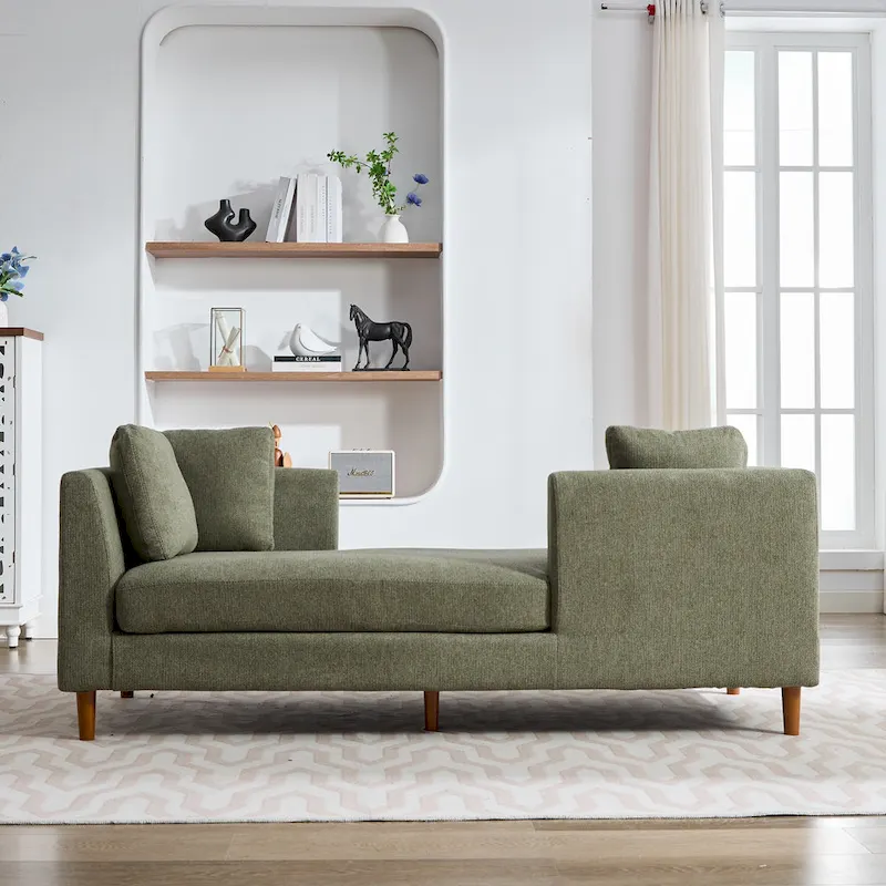 Wide Modern Double-Sided Upholstered Chaise Lounge