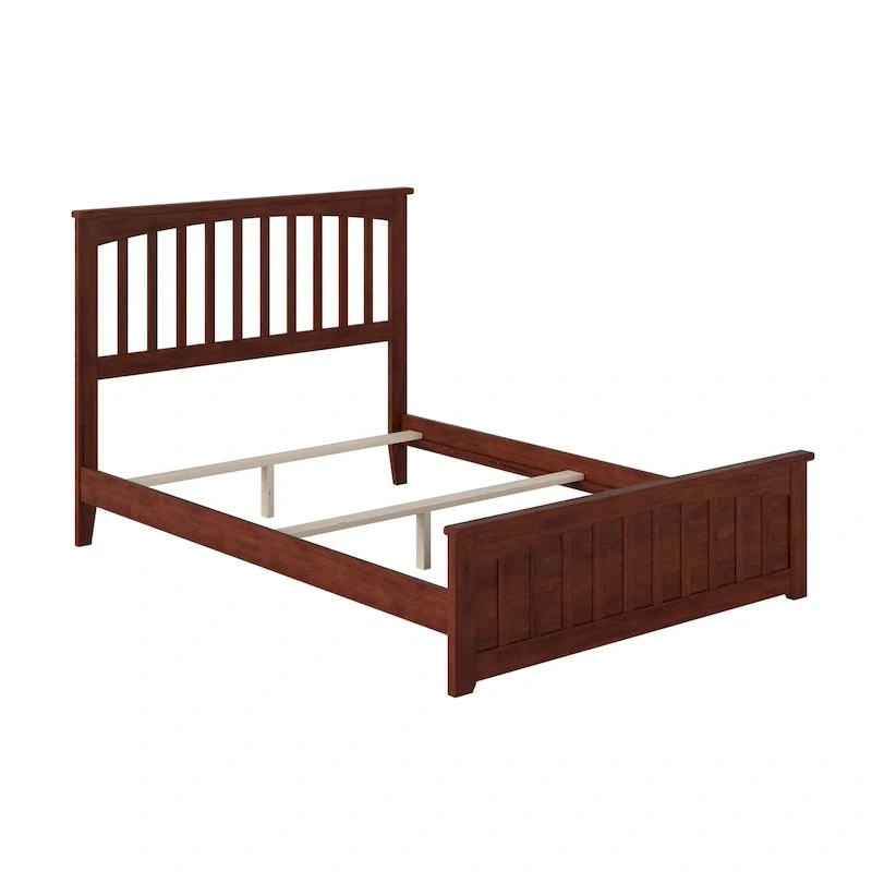 Mission Full Foundation Bed Frame with Matching Footboard in Walnut