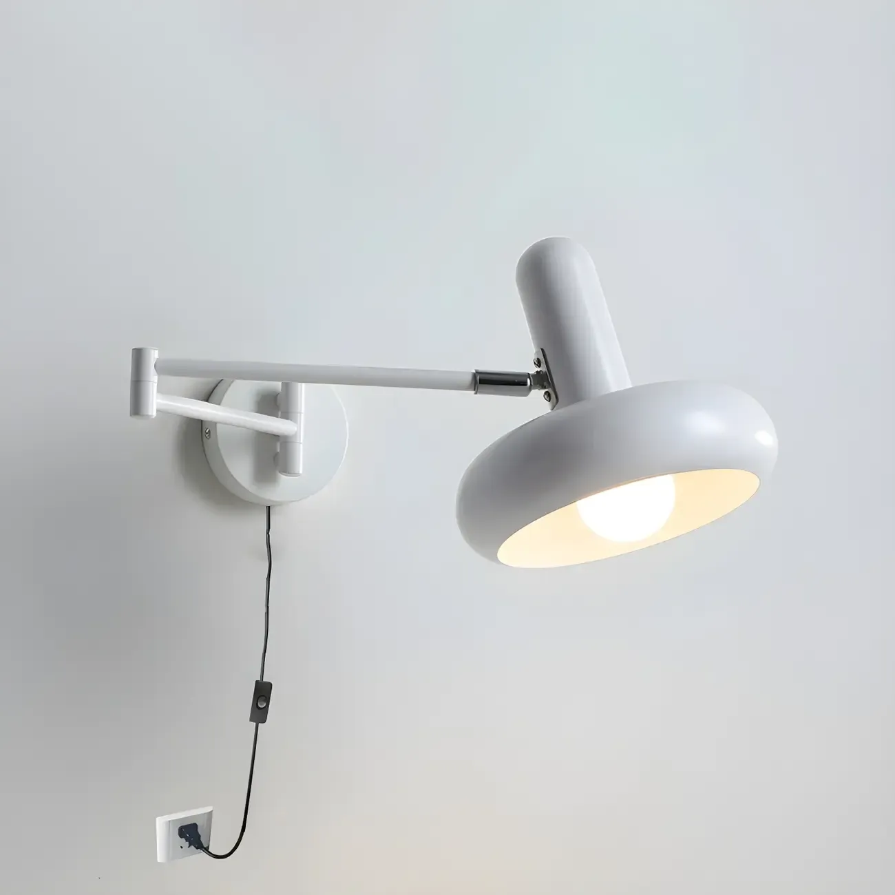 Modern White Adjustable Swing Arm Wall Light