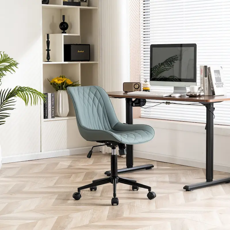Armless Home Office Desk Chairs with Wheels Rolling Task Chair