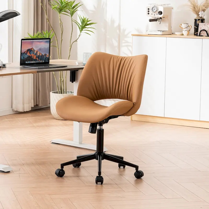 Swivel Armless Ergonomic Office Chair with Wheels
