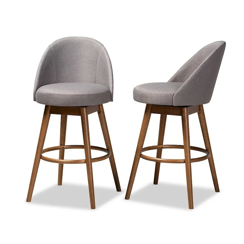 Mid-Century Modern Swivel 2-Piece Bar Stool Set