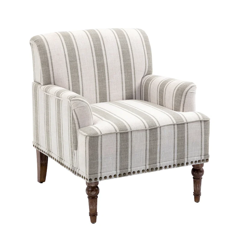 Traditional Upholstered Stripe Accent Chair Modern Armchair