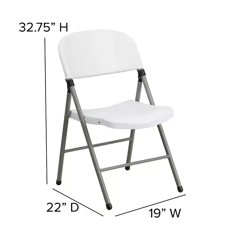 Emma and Oliver 2 Pack Commercial White Plastic Event Party Rental Folding Chair
