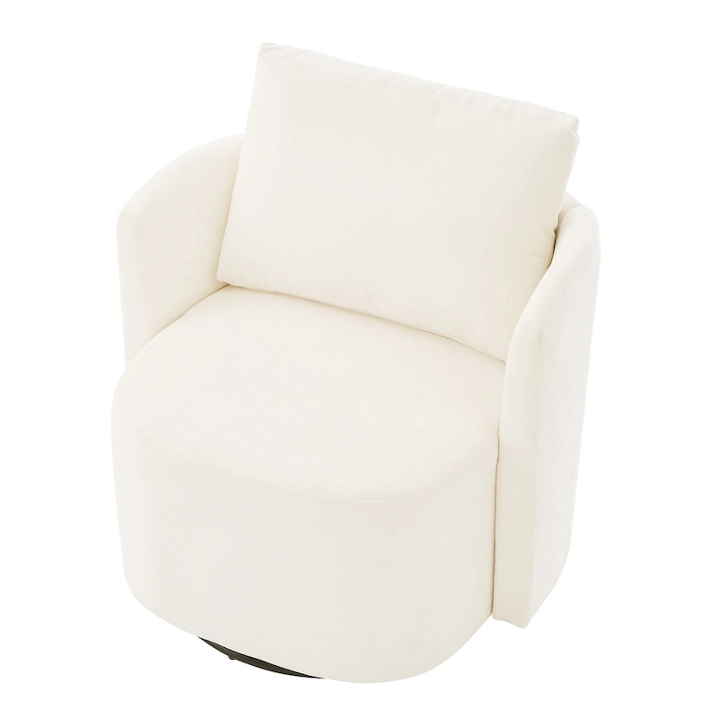 360 Swivel Chair, 29.9 Accent Barrel Armchair, Upholstered Swivel Sofa Chair with Curved Design