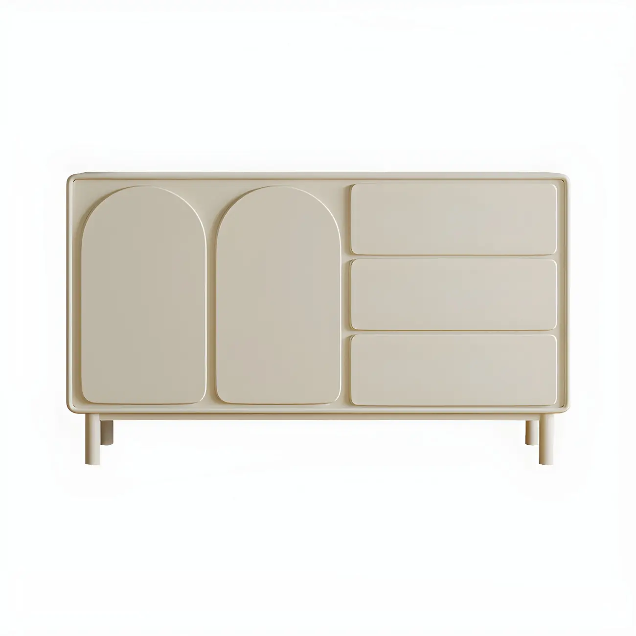 Durable Off-White Wooden Combo Dresser with Shelves