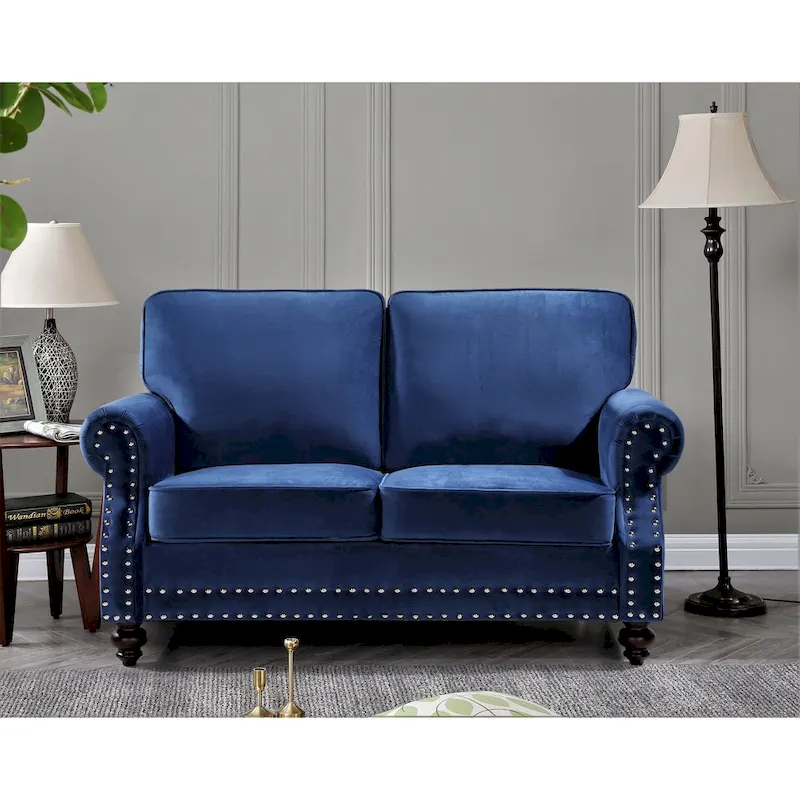 Nailhead Velvet Loveseat