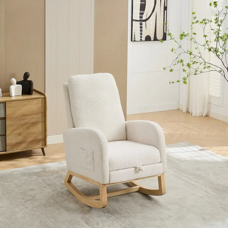 Living Room Rocking Accent Chair with Retractable Footrest