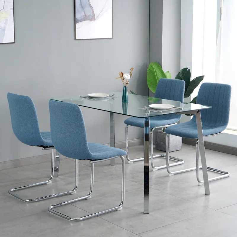 Set of 4 Modern Dining Chair with Metal Legs