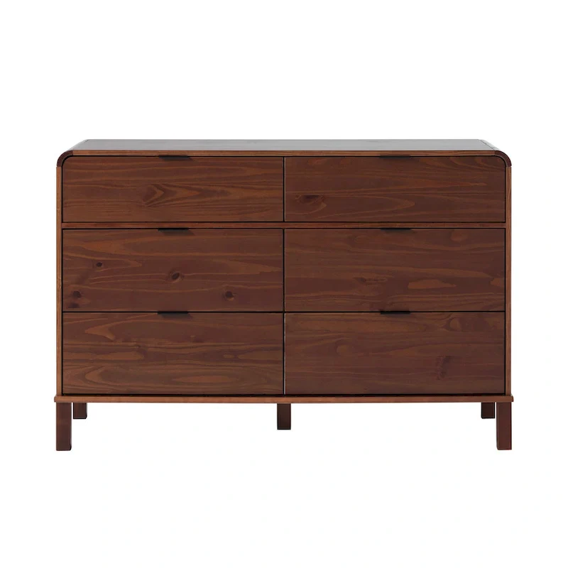6-Drawer Solid Wood Dresser with Curved Top