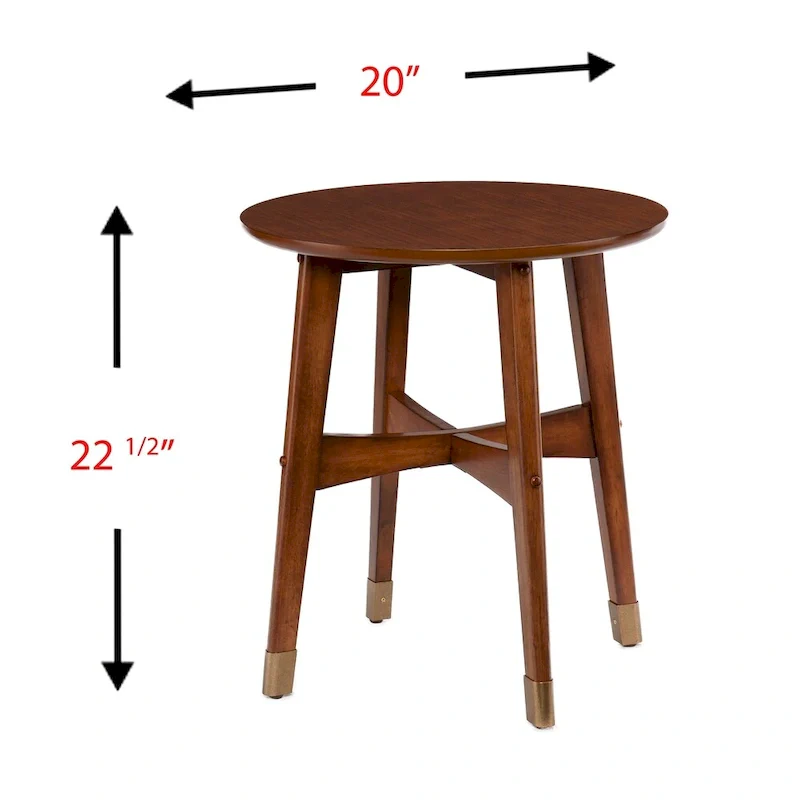 Round Midcentury Modern Wood Side Table