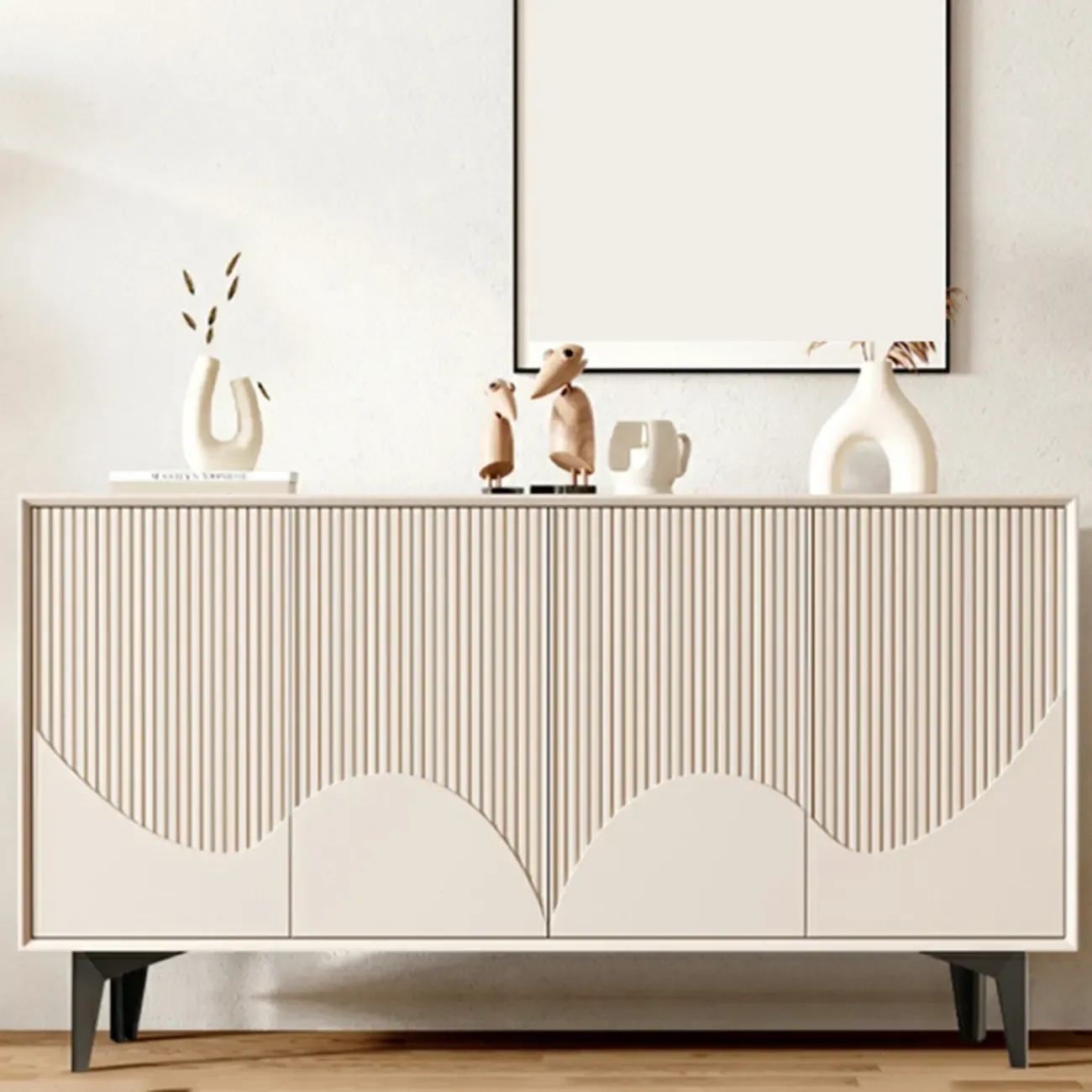 Hallway White Wood Shoe Cabinet with Slate