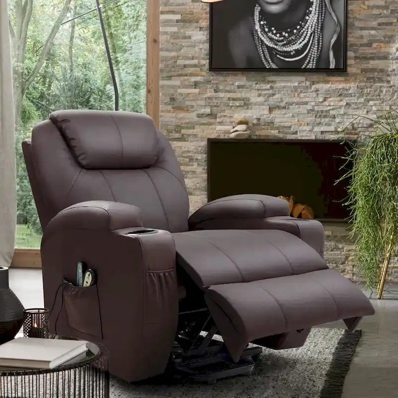 Faux Leather Power Lift Recliner Chair with Massage